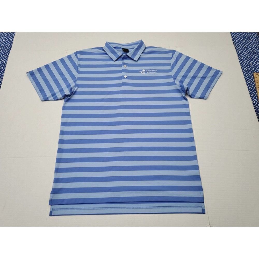 Dunning Golf Polo Shirt Adult XL Blue Coolmax Striped Men's